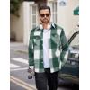 COOFANDY Men Flannel Shirt Casual Button Down Shirt Jacket Long Sleeve Plaid Shirts with Pockets(Green)