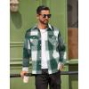 COOFANDY Men Flannel Shirt Casual Button Down Shirt Jacket Long Sleeve Plaid Shirts with Pockets(Green)