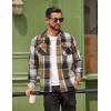 COOFANDY Men Flannel Shirt Casual Button Down Shirt Jacket Long Sleeve Plaid Shirts with Pockets(Khaki Gray)