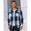 COOFANDY Men Flannel Shirt Casual Button Down Shirt Jacket Long Sleeve Plaid Shirts with Pockets(Navy Blue)