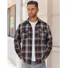 COOFANDY Men Flannel Shirt Casual Button Down Shirt Jacket Long Sleeve Plaid Shirts with Pockets(Navy Blue Yellow)