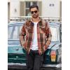 COOFANDY Men Flannel Shirt Casual Button Down Shirt Jacket Long Sleeve Plaid Shirts with Pockets(Orange)