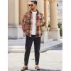 COOFANDY Men Flannel Shirt Casual Button Down Shirt Jacket Long Sleeve Plaid Shirts with Pockets(Orange Red)