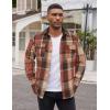 COOFANDY Men Flannel Shirt Casual Button Down Shirt Jacket Long Sleeve Plaid Shirts with Pockets(Orange Red)