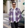 COOFANDY Men Flannel Shirt Casual Button Down Shirt Jacket Long Sleeve Plaid Shirts with Pockets(Purple)