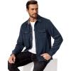 COOFANDY Men Flannel Shirt Casual Button Down Shirt Jacket Long Sleeve Plaid Shirts with Pockets(Solid Navy Blue)