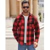 COOFANDY Men Flannel Shirt Casual Button Down Shirt Jacket Long Sleeve Plaid Shirts with Pockets(Wine Red)