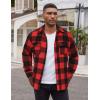 COOFANDY Men Flannel Shirt Casual Button Down Shirt Jacket Long Sleeve Plaid Shirts with Pockets(Wine Red)