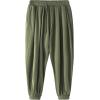 COOFANDY Men Hippie Harem Pants Baggy Linen Cotton Boho Yoga Pants Summer Beach Pants Casual Drop Crotch Trouser(Army Green)