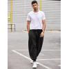 COOFANDY Men Hippie Harem Pants Baggy Linen Cotton Boho Yoga Pants Summer Beach Pants Casual Drop Crotch Trouser(Black)