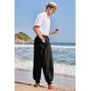 COOFANDY Men Hippie Harem Pants Baggy Linen Cotton Boho Yoga Pants Summer Beach Pants Casual Drop Crotch Trouser(Black)
