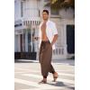 COOFANDY Men Hippie Harem Pants Baggy Linen Cotton Boho Yoga Pants Summer Beach Pants Casual Drop Crotch Trouser(Brown)