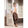 COOFANDY Men Hippie Harem Pants Baggy Linen Cotton Boho Yoga Pants Summer Beach Pants Casual Drop Crotch Trouser(Brown)