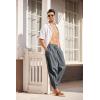 COOFANDY Men Hippie Harem Pants Baggy Linen Cotton Boho Yoga Pants Summer Beach Pants Casual Drop Crotch Trouser(Dark Grey)