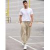 COOFANDY Men Hippie Harem Pants Baggy Linen Cotton Boho Yoga Pants Summer Beach Pants Casual Drop Crotch Trouser(Khaki)