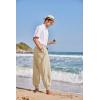 COOFANDY Men Hippie Harem Pants Baggy Linen Cotton Boho Yoga Pants Summer Beach Pants Casual Drop Crotch Trouser(Khaki)