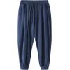 COOFANDY Men Hippie Harem Pants Baggy Linen Cotton Boho Yoga Pants Summer Beach Pants Casual Drop Crotch Trouser(Navy Blue)