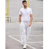 COOFANDY Men Hippie Harem Pants Baggy Linen Cotton Boho Yoga Pants Summer Beach Pants Casual Drop Crotch Trouser(White)