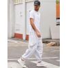COOFANDY Men Hippie Harem Pants Baggy Linen Cotton Boho Yoga Pants Summer Beach Pants Casual Drop Crotch Trouser(White)