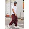 COOFANDY Men Hippie Harem Pants Baggy Linen Cotton Boho Yoga Pants Summer Beach Pants Casual Drop Crotch Trouser(Wine Red)