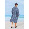 COOFANDY Men Lightweight 2 Piece Kimono Robe with Shorts Japanese Robes Casual Open Front Long Cardigan With Belt(Navy Blue(plaid))