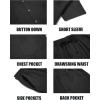 COOFANDY Men Linen Sets Outfits 2 Piece Short Sleeve Cuban Shirts Guayabera Linen Suit(Black)