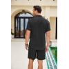 COOFANDY Men Linen Sets Outfits 2 Piece Short Sleeve Cuban Shirts Guayabera Linen Suit(Black)