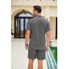 COOFANDY Men Linen Sets Outfits 2 Piece Short Sleeve Cuban Shirts Guayabera Linen Suit(Dark Gray)