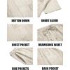 COOFANDY Men Linen Sets Outfits 2 Piece Short Sleeve Cuban Shirts Guayabera Linen Suit(Light Khaki)