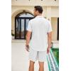 COOFANDY Men Linen Sets Outfits 2 Piece Short Sleeve Cuban Shirts Guayabera Linen Suit(White)