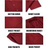 COOFANDY Men Linen Sets Outfits 2 Piece Short Sleeve Cuban Shirts Guayabera Linen Suit(Wine Red)