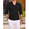 COOFANDY Men Long Sleeve Button Down Shirts Muscle Fit Dress Shirts Slim Fit Knit Shirts Camp Collar Shirts(Black)