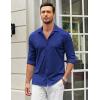COOFANDY Men Long Sleeve Button Down Shirts Muscle Fit Dress Shirts Slim Fit Knit Shirts Camp Collar Shirts(Classic Blue)