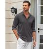 COOFANDY Men Long Sleeve Button Down Shirts Muscle Fit Dress Shirts Slim Fit Knit Shirts Camp Collar Shirts(Dark Gray)