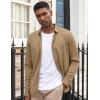COOFANDY Men Long Sleeve Button Down Shirts Muscle Fit Dress Shirts Slim Fit Knit Shirts Camp Collar Shirts(Dark Khaki)