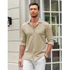 COOFANDY Men Long Sleeve Button Down Shirts Muscle Fit Dress Shirts Slim Fit Knit Shirts Camp Collar Shirts(Khaki)