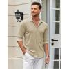 COOFANDY Men Long Sleeve Button Down Shirts Muscle Fit Dress Shirts Slim Fit Knit Shirts Camp Collar Shirts(Khaki)