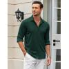 COOFANDY Men Long Sleeve Button Down Shirts Muscle Fit Dress Shirts Slim Fit Knit Shirts Camp Collar Shirts(Lake Green)