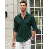 COOFANDY Men Long Sleeve Button Down Shirts Muscle Fit Dress Shirts Slim Fit Knit Shirts Camp Collar Shirts(Lake Green)