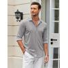 COOFANDY Men Long Sleeve Button Down Shirts Muscle Fit Dress Shirts Slim Fit Knit Shirts Camp Collar Shirts(Light Gray)