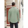 COOFANDY Men Long Sleeve Button Down Shirts Muscle Fit Dress Shirts Slim Fit Knit Shirts Camp Collar Shirts(Light Green-flower)