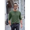 COOFANDY Men Long Sleeve Henley Shirs Casual Basic T Shirts Soild Button Tees with Pockets(Army Green)