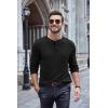 COOFANDY Men Long Sleeve Henley Shirs Casual Basic T Shirts Soild Button Tees with Pockets(Black)