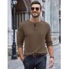 COOFANDY Men Long Sleeve Henley Shirs Casual Basic T Shirts Soild Button Tees with Pockets(Brown)