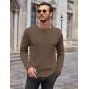 COOFANDY Men Long Sleeve Henley Shirs Casual Basic T Shirts Soild Button Tees with Pockets(Brown)