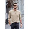 COOFANDY Men Long Sleeve Henley Shirs Casual Basic T Shirts Soild Button Tees with Pockets(Coffee)