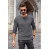COOFANDY Men Long Sleeve Henley Shirs Casual Basic T Shirts Soild Button Tees with Pockets(Dark Grey)