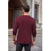 COOFANDY Men Long Sleeve Henley Shirs Casual Basic T Shirts Soild Button Tees with Pockets(Dark Red)