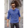 COOFANDY Men Long Sleeve Henley Shirs Casual Basic T Shirts Soild Button Tees with Pockets(Deep Blue)