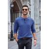 COOFANDY Men Long Sleeve Henley Shirs Casual Basic T Shirts Soild Button Tees with Pockets(Deep Blue)